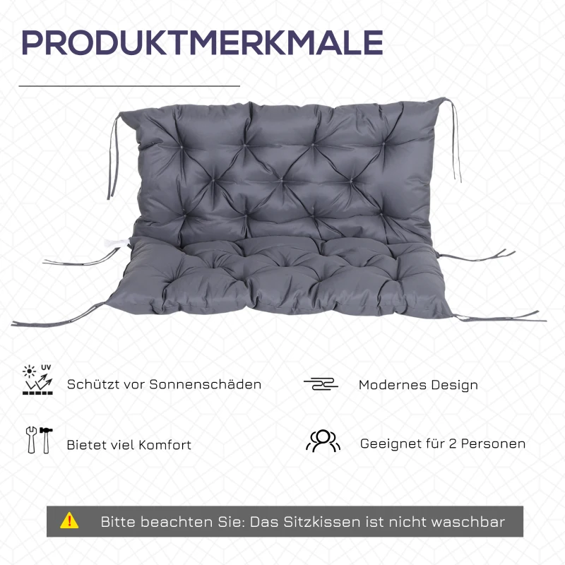 Poduszka na ławkę lub huśtawkę ogrodową szara Outsunny