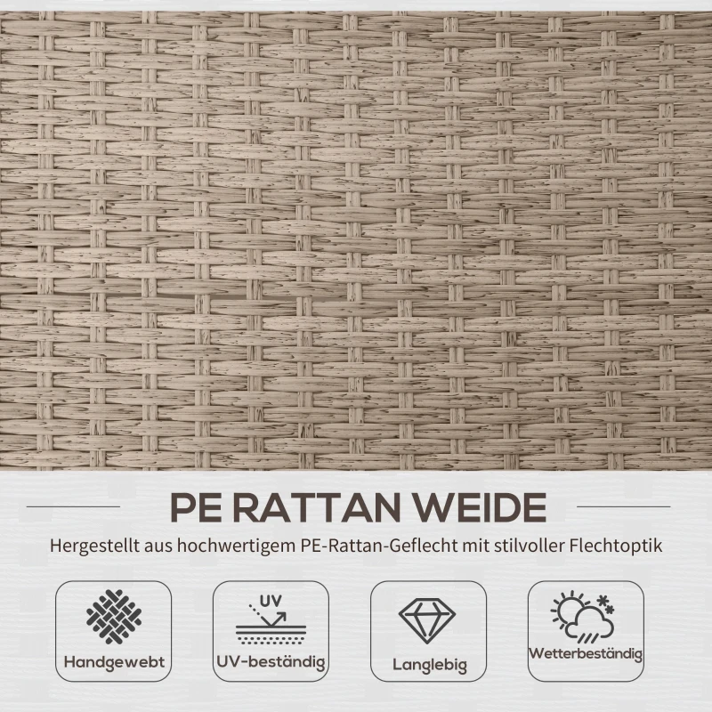 Outsunny Zestaw mebli rattanowych, 6-częściowy komplet stolik z krzesłami, zestaw mebli ogrodowych, stolik, metal, kolor khaki