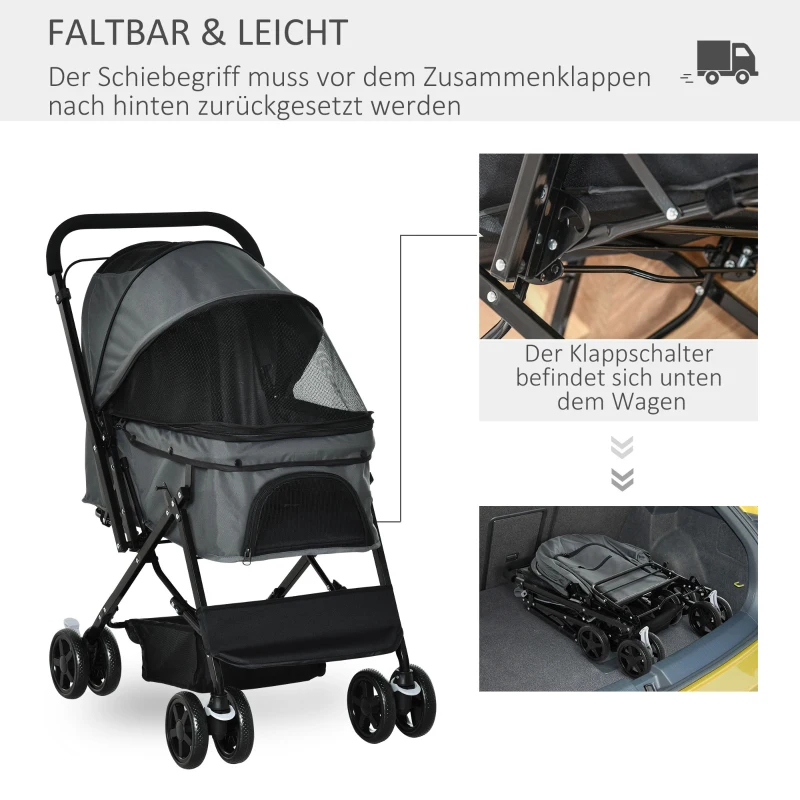 PawHut Hondenbuggy Oxford Stof 76.5cm x 52cm x 95cm