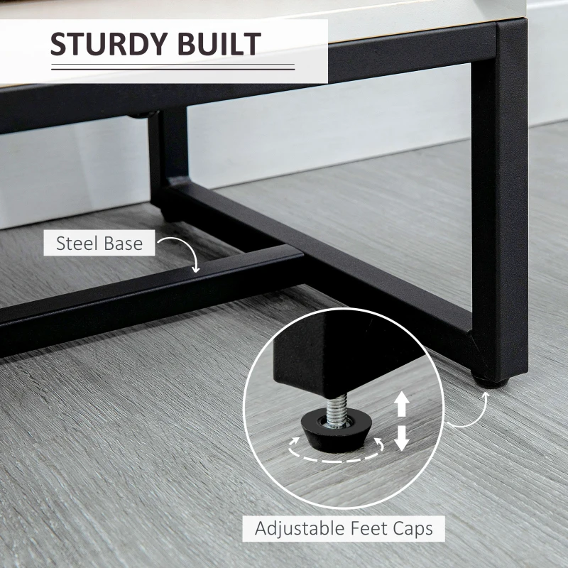 HOMCOM Cassettiera a Rombi con 3 Cassetti e un Armadietto con Ripiano Regolabile, in Acciaio e MDF, 70x35x75 cm, Bianco