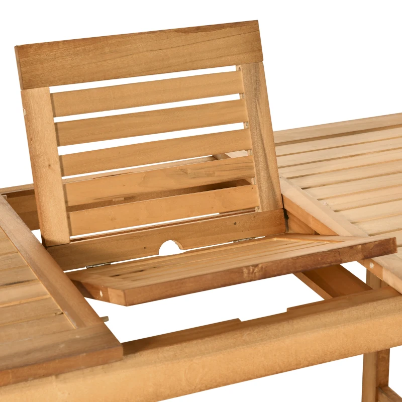 Outsunny Stół ogrodowy, rozkładany, odporny na warunki atmosferyczne, 160 cm x 70 cm x 72 cm, Kolor naturalny