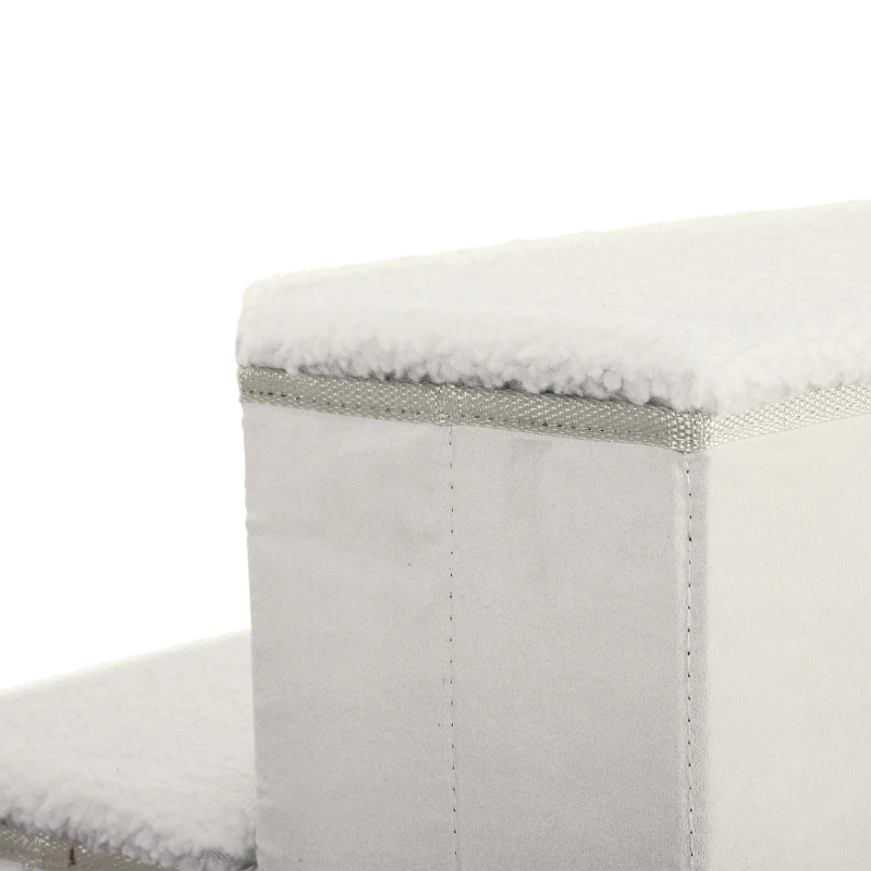 PawHut® SCHODY DLA ZWIERZĄT DOMOWYCH SCHODKI PODEST DLA KOTA SKŁADANY SCHOWEK MDF biały 40 x 54 x 48 cm