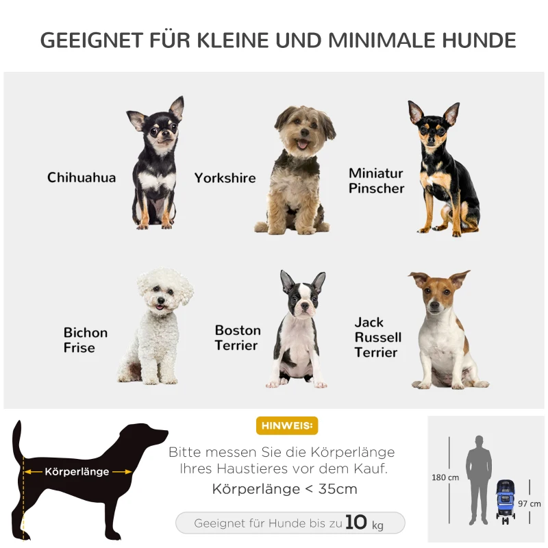 PawHut WÓZEK SPACEROWY DLA PSA KOTA TRANSPORTER niebieski