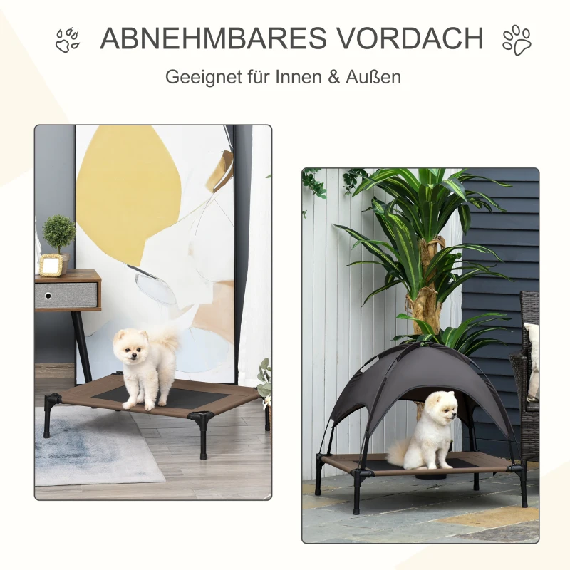 Huisdierenbed met luifel verhoogd hondenbed hondenligbed ademend taft-stof