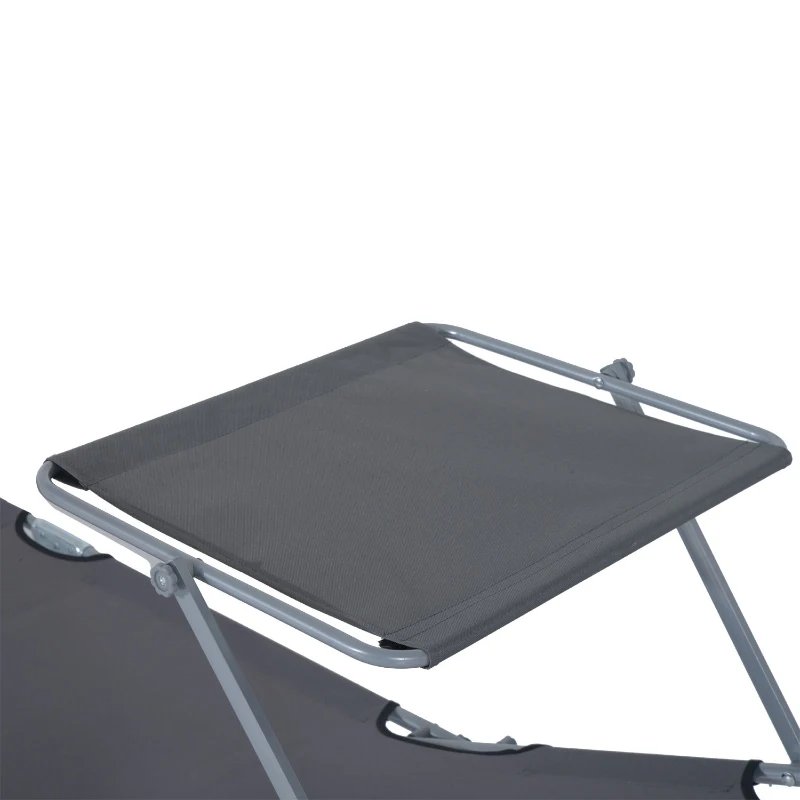 Outsunny Klapbare ligstoel met zonnescherm, verstelbare rugleuning, metalen frame, 187 x 58 x 36 cm, grijs