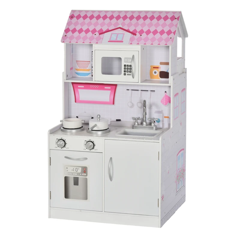 Drewniany domek dla lalek i kuchnia dla dzieci 2 w 1 3 kondygnacje z akcesoriami wiek powyżej 3 lat