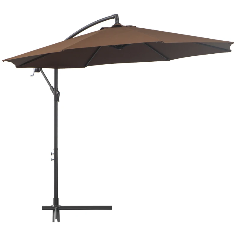 Outsunny Parasol Ogrodowy z Korbką Wodoodporny 3 m x 2,5 m, Stal i Poliester, Kolor Kawa