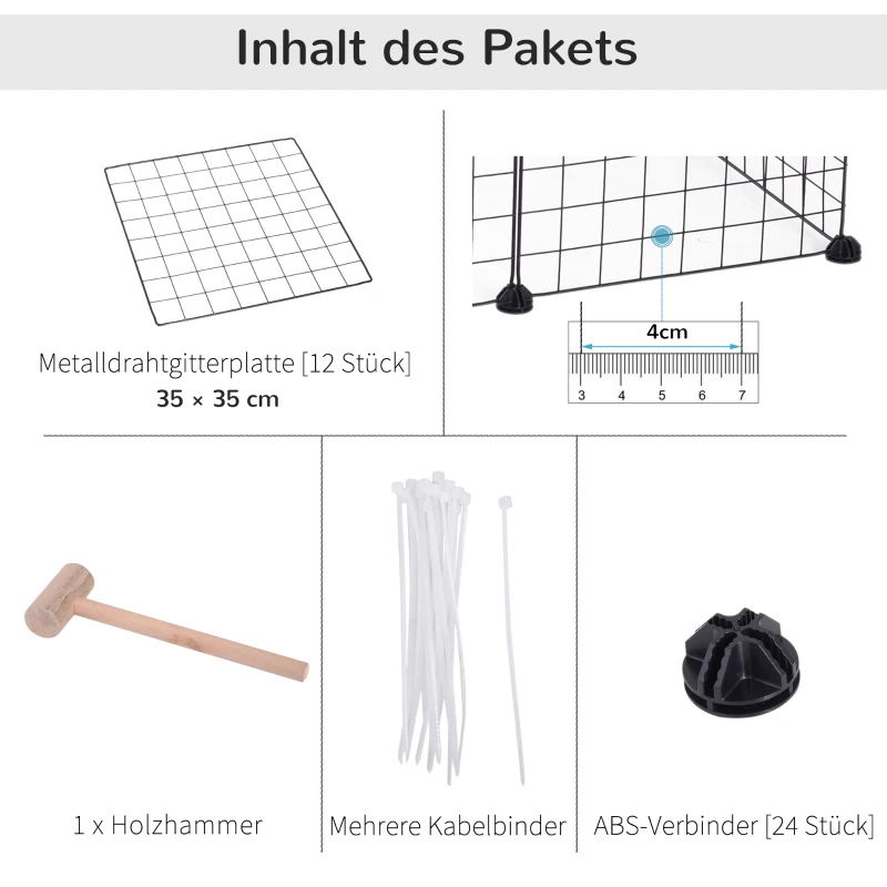 Kojec klatka dla małych zwierząt metalowa kratka wybieg dowolny kształt czarny 106 x 73 x 36 cm PawHut®