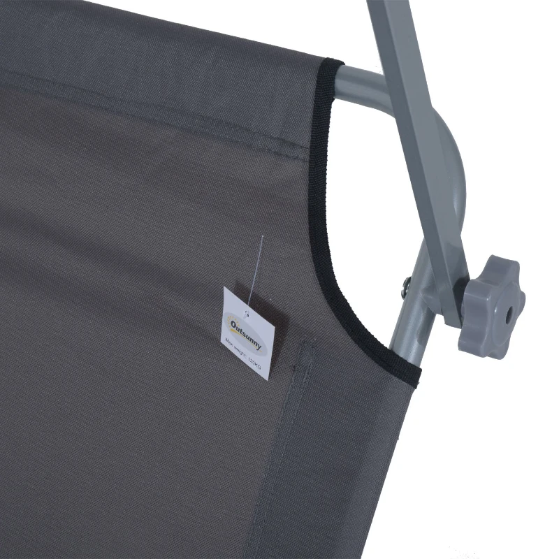 Outsunny Klapbare ligstoel met zonnescherm, verstelbare rugleuning, metalen frame, 187 x 58 x 36 cm, grijs