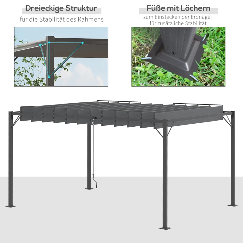 Outsunny partytent met lamellendak, grijs, 4 x 3 x 2 m
