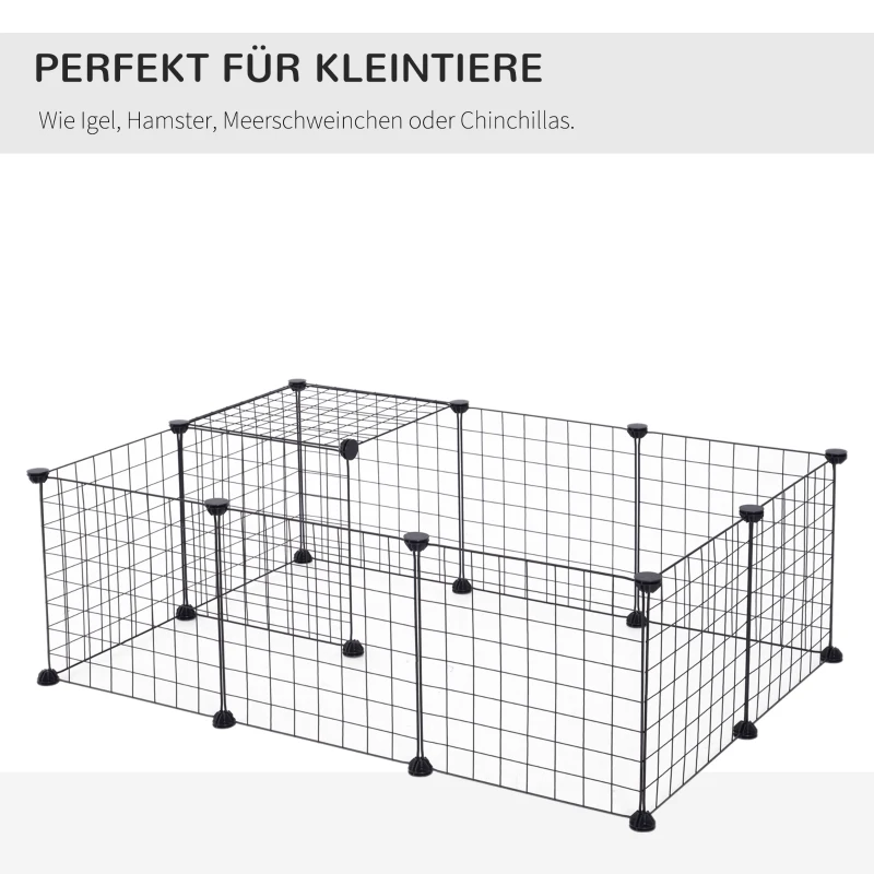 Kojec klatka dla małych zwierząt metalowa kratka wybieg dowolny kształt czarny 106 x 73 x 36 cm PawHut®