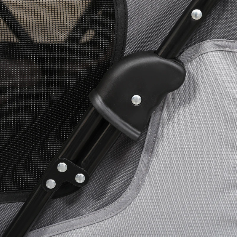 PawHut pet buggy hondenbuggy met 4 wielen hondentrolley voor middelgrote en grote honden inklapbaar Oxford grijs + zwart 104,5 x 68,5 x 110 cm
