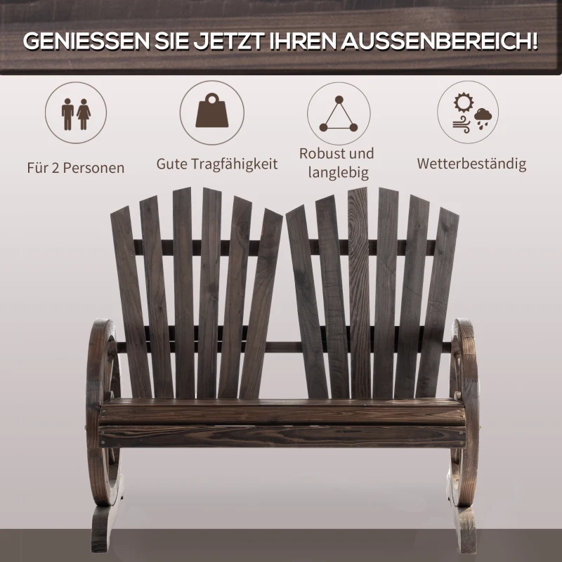 Outsunny Tuinbank van Hout Met Armleuningen Massief Hout 108 Cm voor Tuin Donkerbruin