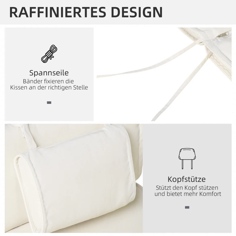 Outsunny Ligbed met hoofdkussen loungebed ligbank katoenvezel polyester