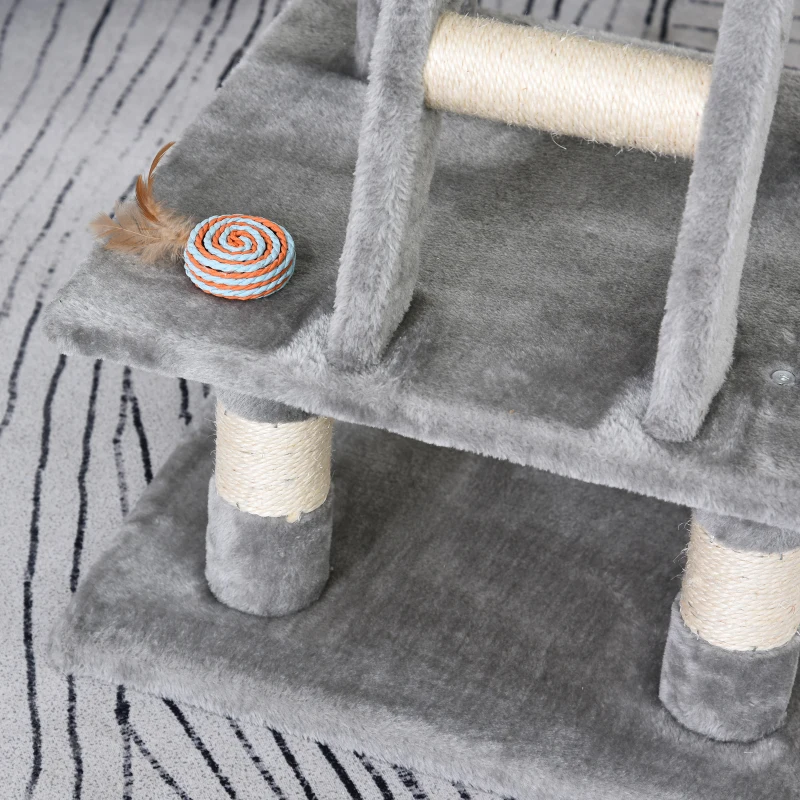 PawHut krabpaal met kattengrot kattenboom met meerdere verdiepingen voor katten grijs
