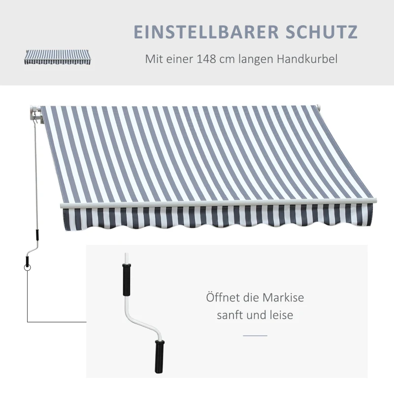 Outsunny Luifel handslinger knikarmluifel zonwering balkon aluminium 2,95 x 2,5 m 2 kleuren