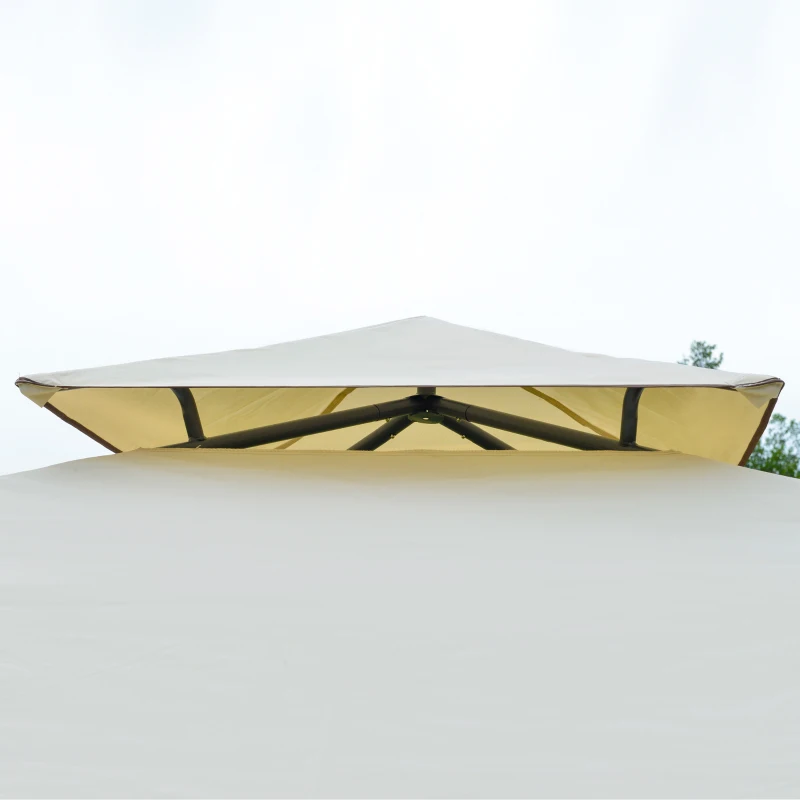 Outsunny paviljoen partytent met dubbel dak 3,5 x 3,5 x 2,7 m partytent staal polyester beige