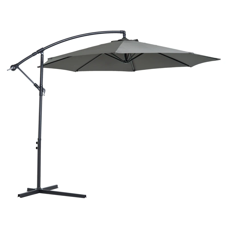 Outsunny Zonnescherm afneembare parasol, zweefparasol, zwengelparasol met handkruk, grijs