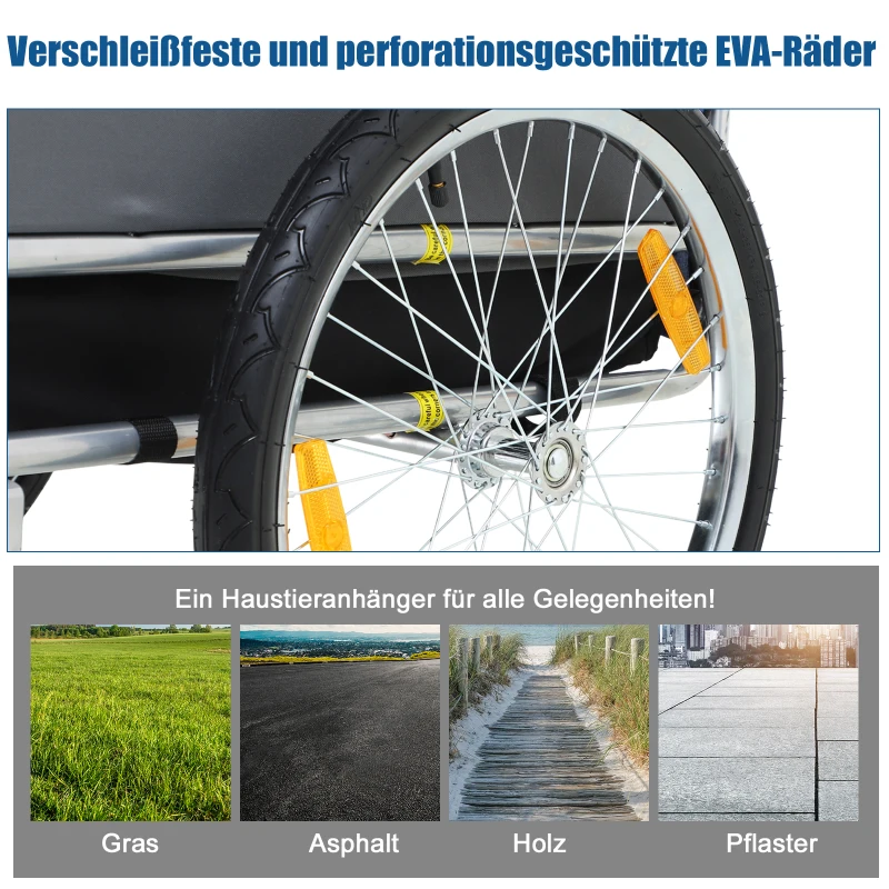 PawHut huisdier fietsaanhanger weersbescherming hondenkar oxford-stof blauw / groen