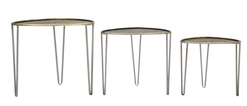 Tavolinetti Delhi Set 3 Pz cm Ø 53,5X54X47-45,5X46X41-38X38X35