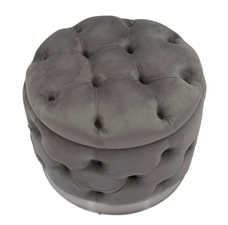 Pouf Contenitore Rich Grigio cm Ø 55X42