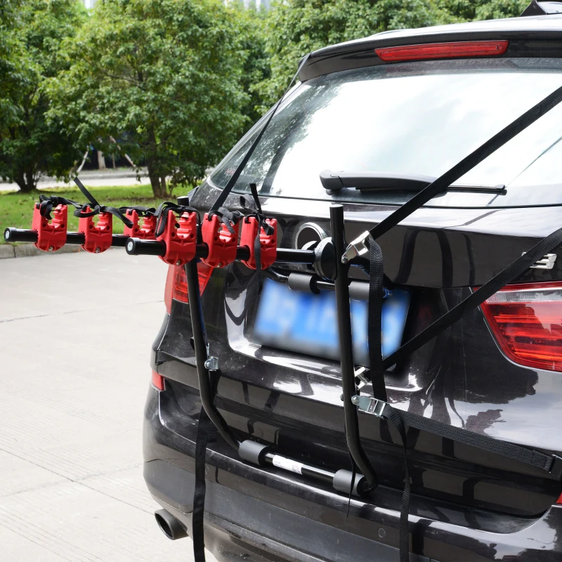 HOMCOM Foldable 3 Bike Carrier Car Back Mount Bicycle Rack Trunk SUV Universal Straps