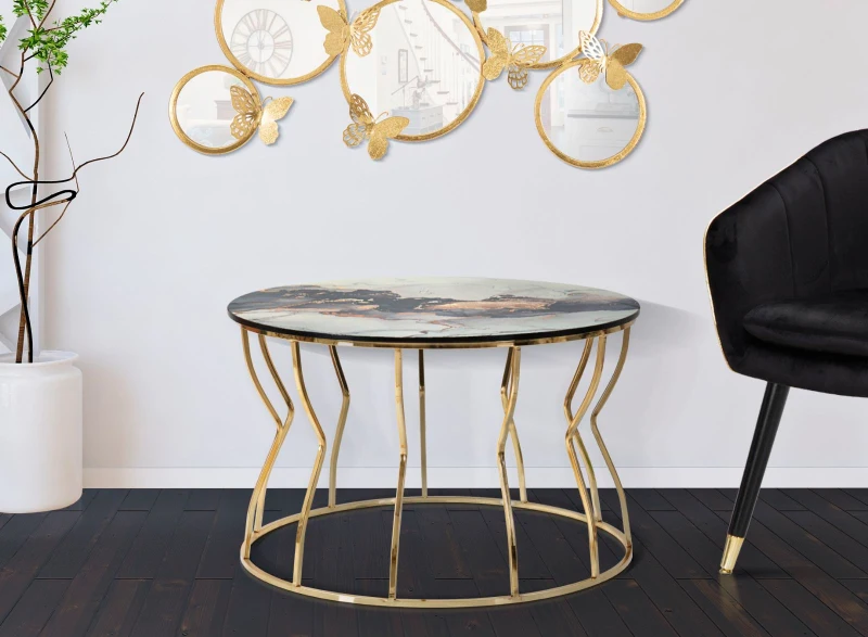 Tavolo Da Caffe' Abstract Top -A-  Top cm Ø 70X43,5
