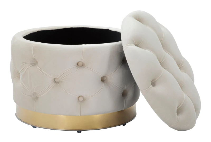 Pouf Contenitore Rich Crema cm Ø 55X42