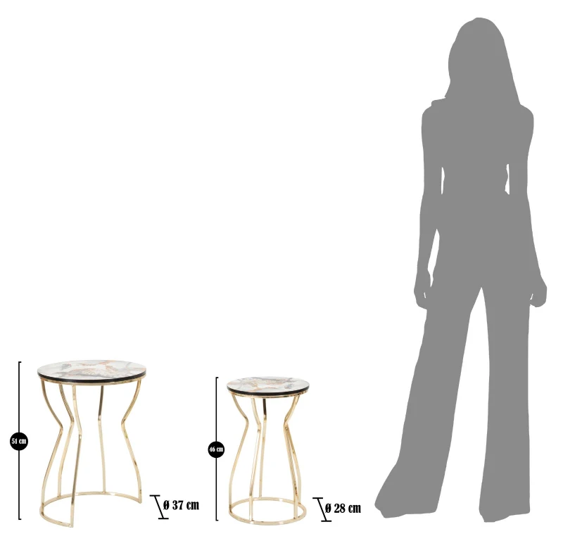 Tavolinetti Abstract Top -B- Coppia cm Ø 37X51-25X46