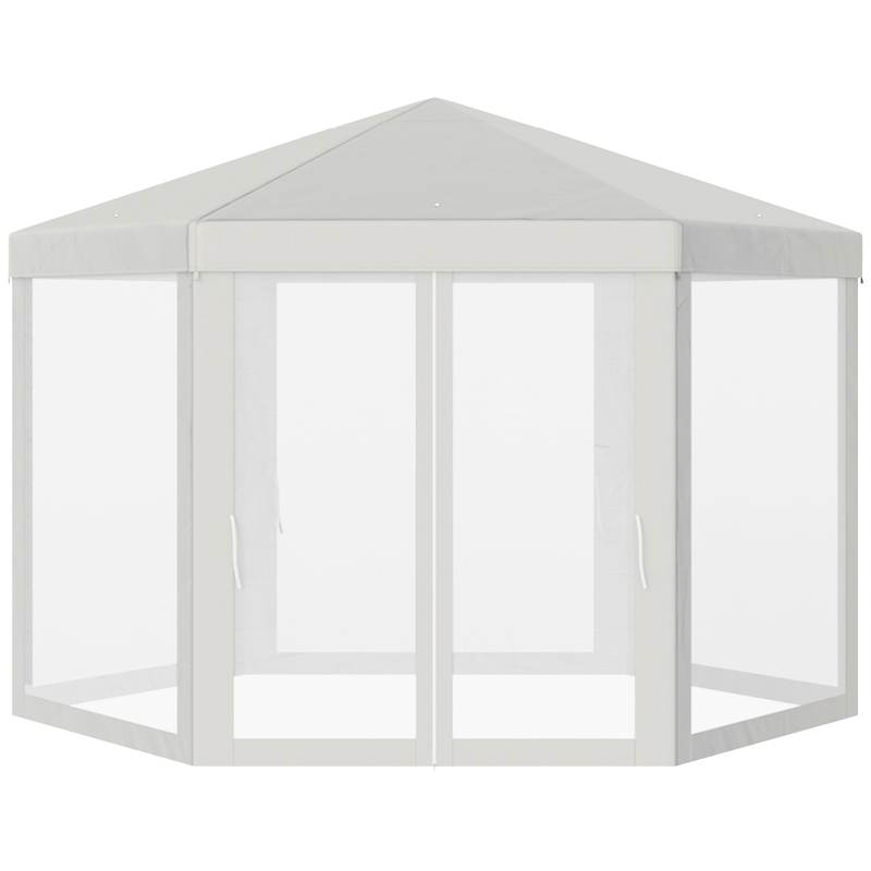 Outsunny Carpa Gazebo tipo Cenador Hexagonal con Mosquitera para Jardín y Terraza Ø1.97 m Material de Poliéster Repelente al Agua (Crema)