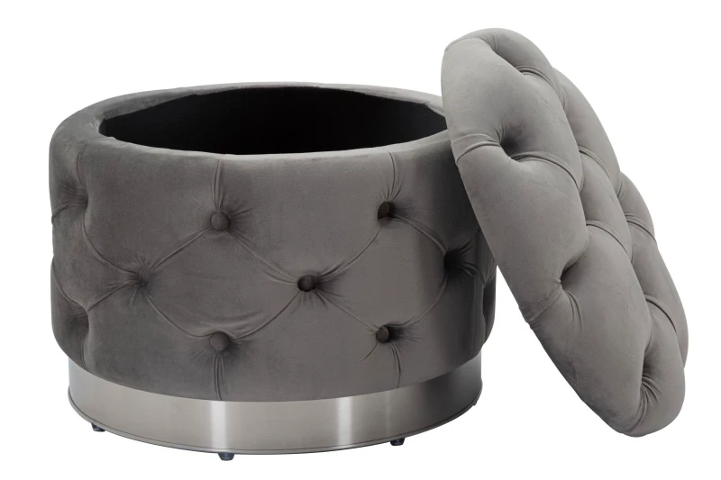 Pouf Contenitore Rich Grigio cm Ø 55X42