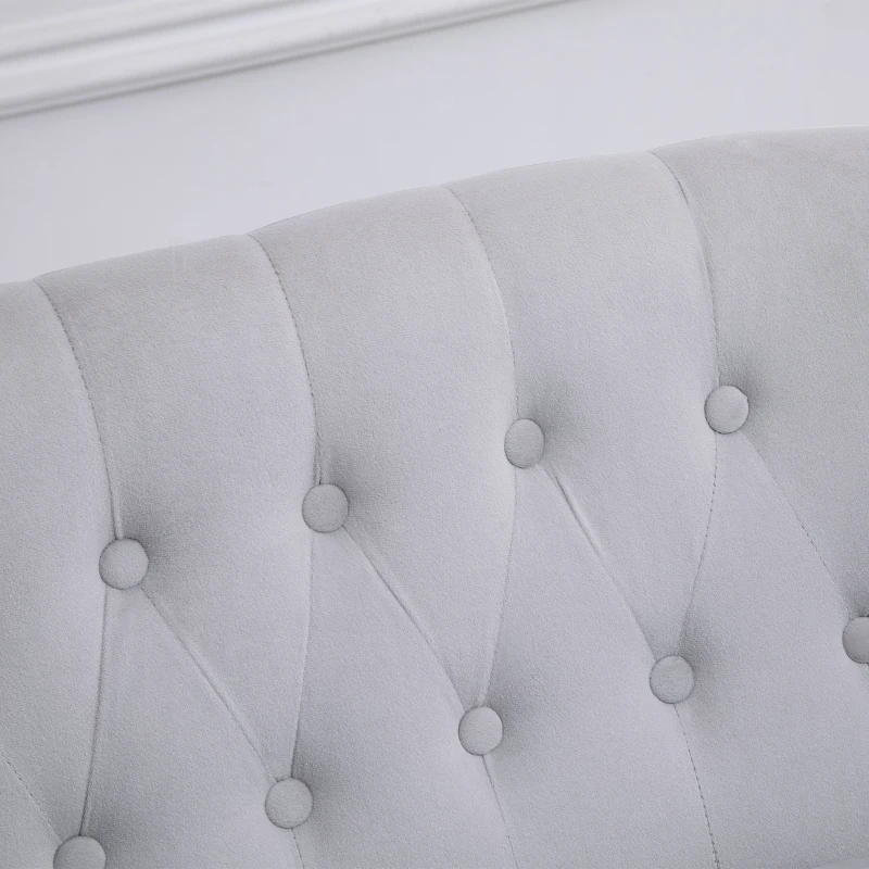 HOMCOM 2-Sitzer Couch Stoffsofa Polstersofa Sitzmöbel Loveseat Vintage Holz Grau 120 x 67 x 78 cm