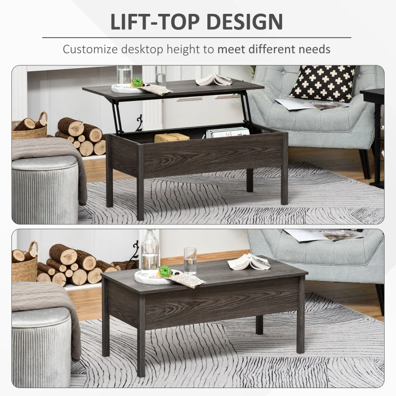 HOMCOM Particle Board Lift-Top Coffee Table Grey