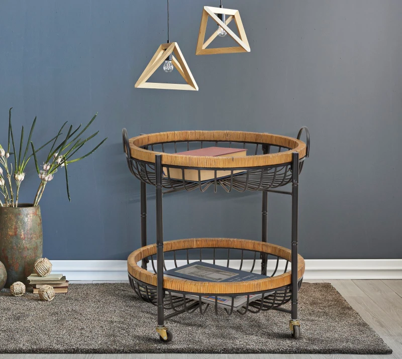 Carrello Con Doppio Cestino Cebu e Ruote cm 57X55,5X62,5