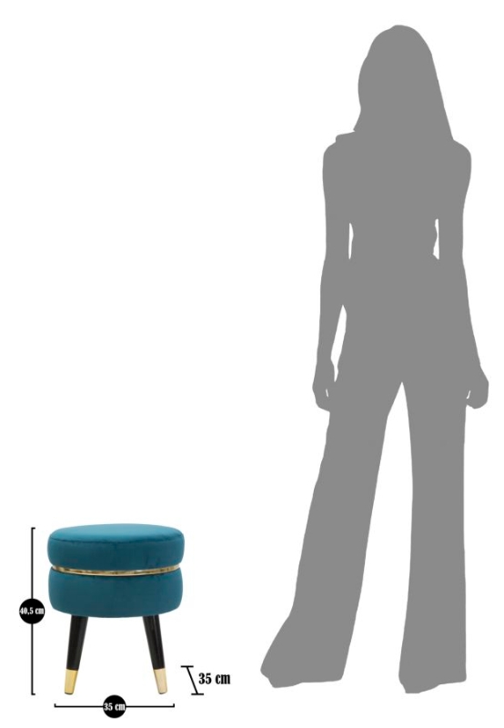 Sgabello Paris Ottanio/Gold cm Ø 35X40,5