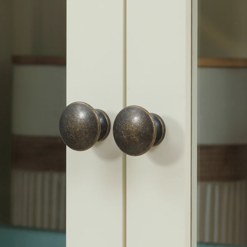 HOMCOM Freestanding Kitchen Cupboard, 5-tier Storage Cabinet with Adjustable Shelves and Drawer for Living Room, Dining Room, Cream White