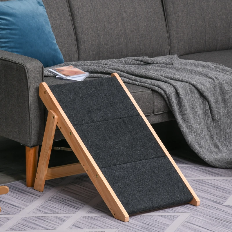 PawHut Dog Steps Pet Stairs 2 In 1 Convertible Dog Ramp Portable Foldable 3 Steps Cat Ladder for Bed Couch Car 60 x 47 x 50 cm