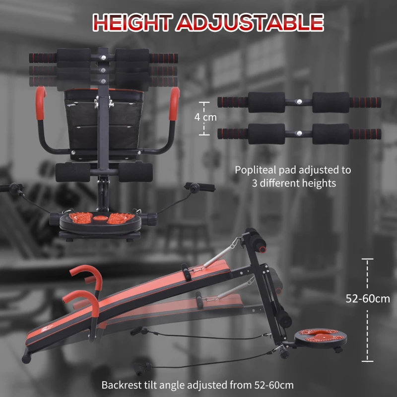 HOMCOM Multifunctional Sit Up Bench Exercise with Resistant Rope and Twist Waist Disc for Home, Office and Gym(m-6)