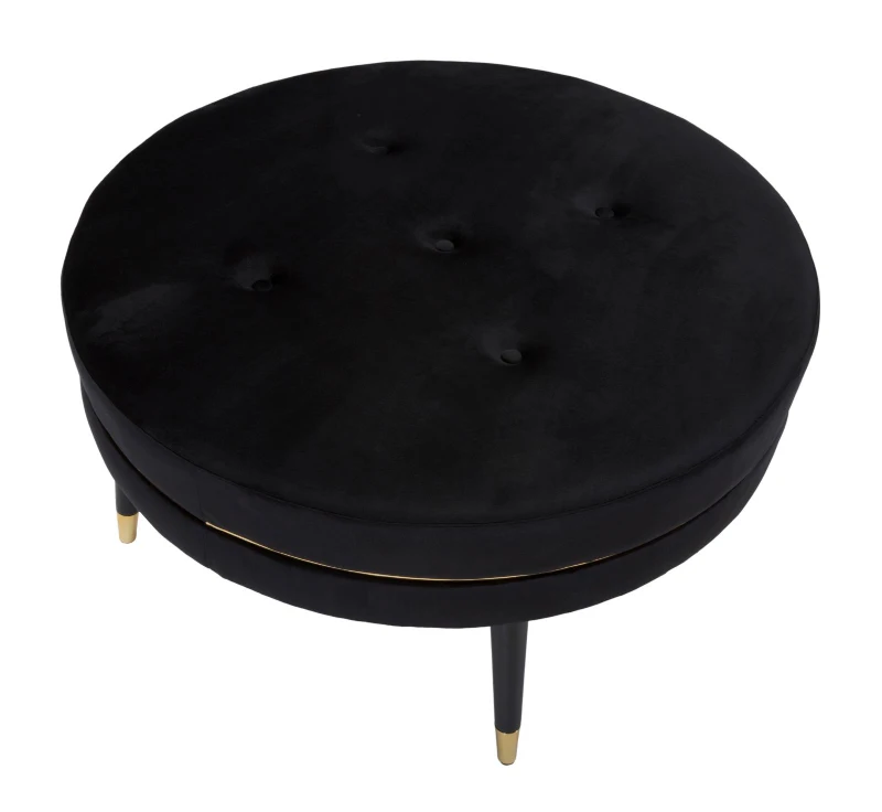 Pouf Paris xxl Nero/Gold cm Ø 90X46