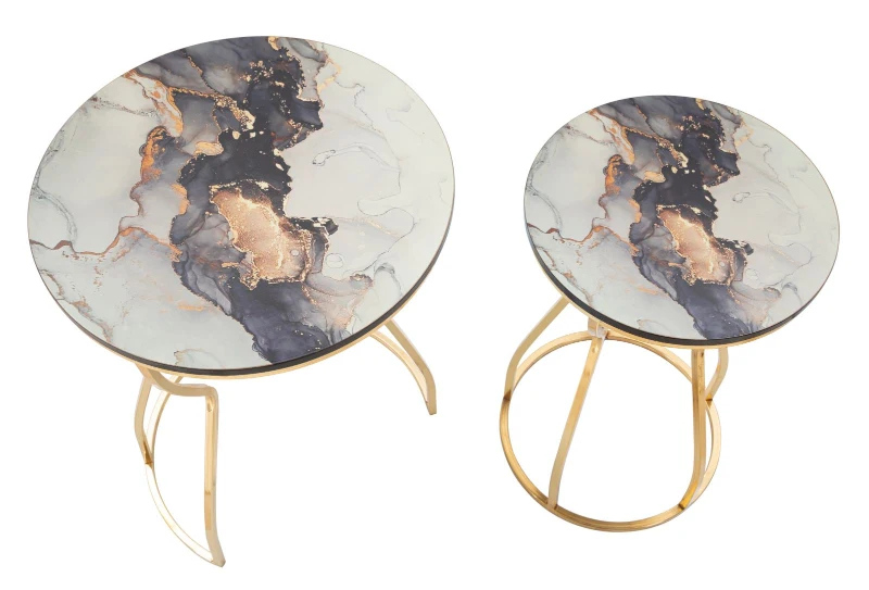 Tavolinetti Abstract Top -A- Coppia cm Ø 37X51-25X46