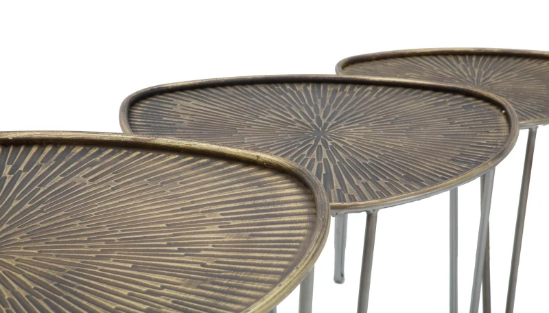 Tavolinetti Delhi Set 3 Pz cm Ø 53,5X54X47-45,5X46X41-38X38X35