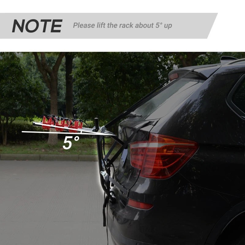HOMCOM Foldable 3 Bike Carrier Car Back Mount Bicycle Rack Trunk SUV Universal Straps