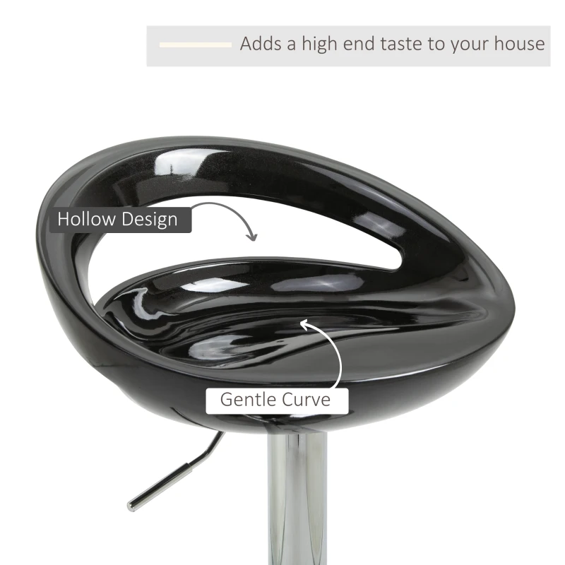 HOMCOM set 2 scaune de bar, plastic ABS, negru