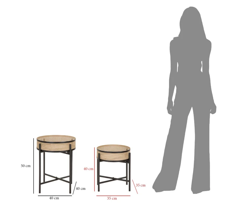 Tavolinetti Coppia Fuji cm Ø 40X50-35X40