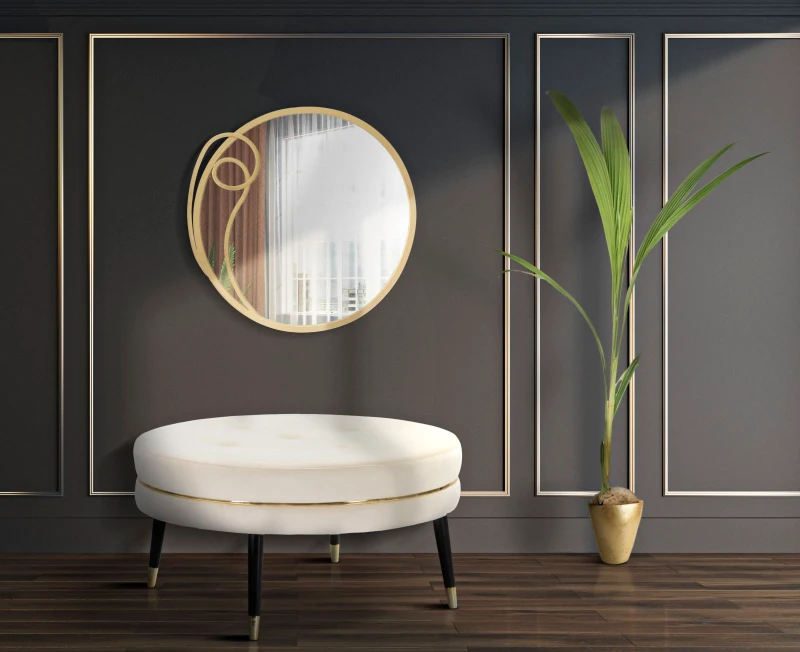 Pouf Paris xxl Crema/Gold cm Ø 90X46