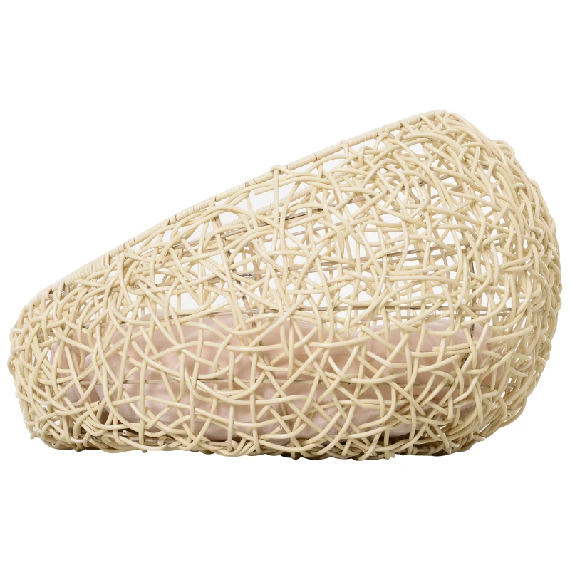 PawHut Hooded Rattan Wicker Cat House W/ Mat Kitten Pussy Basket Bed