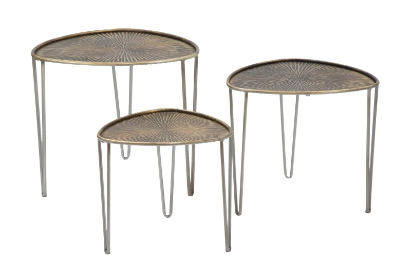 Tavolinetti Delhi Set 3 Pz cm Ø 53,5X54X47-45,5X46X41-38X38X35
