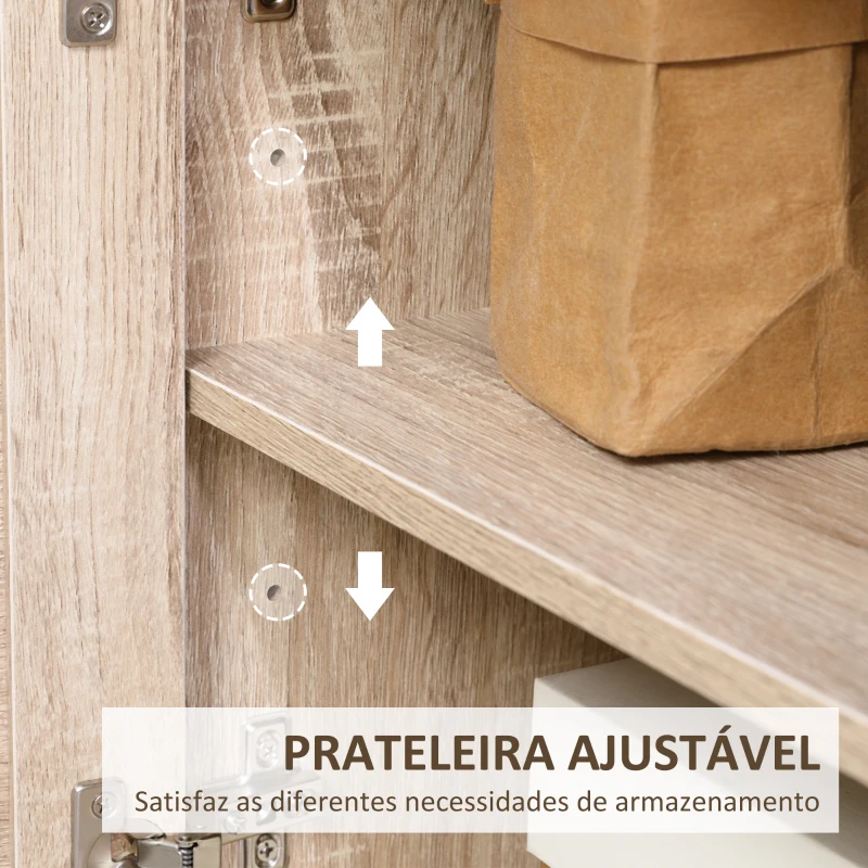 HOMCOM Mesa de Cabeceira com 1 Porta de Vime e Prateleira Interior Ajustável para Dormitório Sala de Estar 48x40x58cm Carvalho