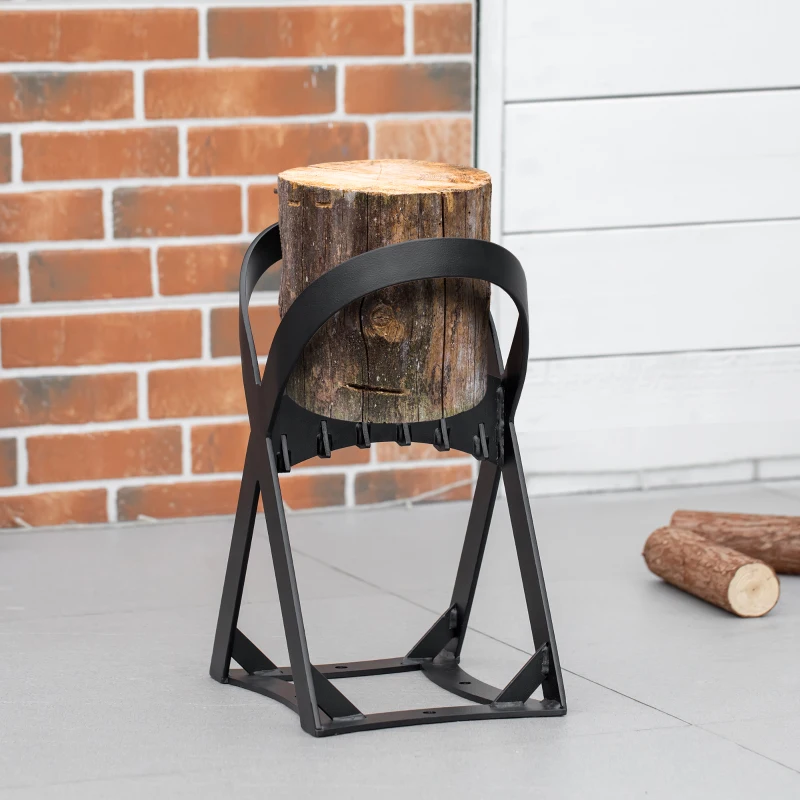 Outsunny Manual Wood Splitter made of Carbon Steel Firewood Splitter, Quick Firewood Splitting Tool Easy to Use for Camping Outdoor Black 24.4 x 20.8 x 37.4 cm