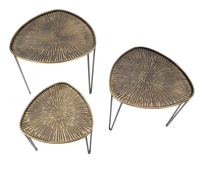 Tavolinetti Delhi Set 3 Pz cm Ø 53,5X54X47-45,5X46X41-38X38X35